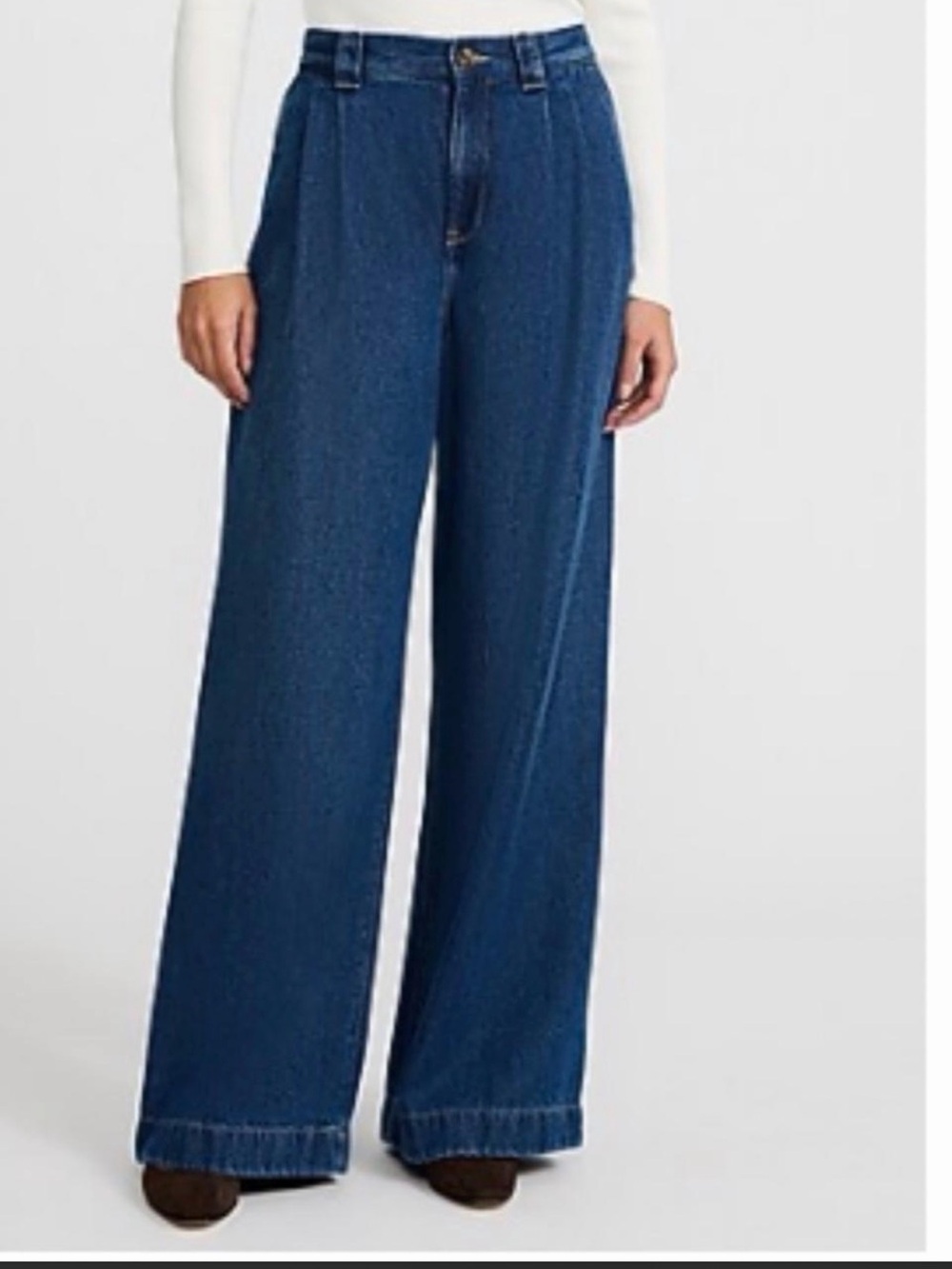 Express Wide-Leg High-Rise Jeans in Dark Blue